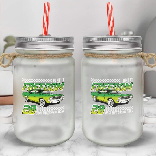Racing OLD car illustrated | muscle car Mason Jar Cups
