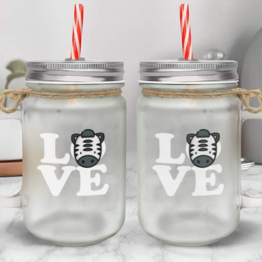 LOVE Zebra Funny Stripes Animal Face African Pun Mason Jar Cups
