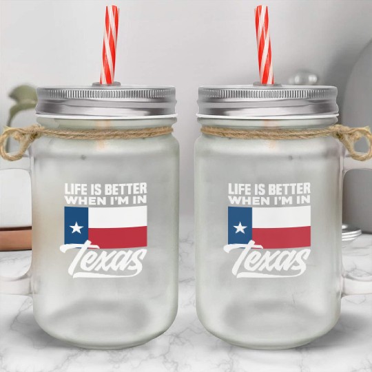 Texas Life Mason Jar Cups