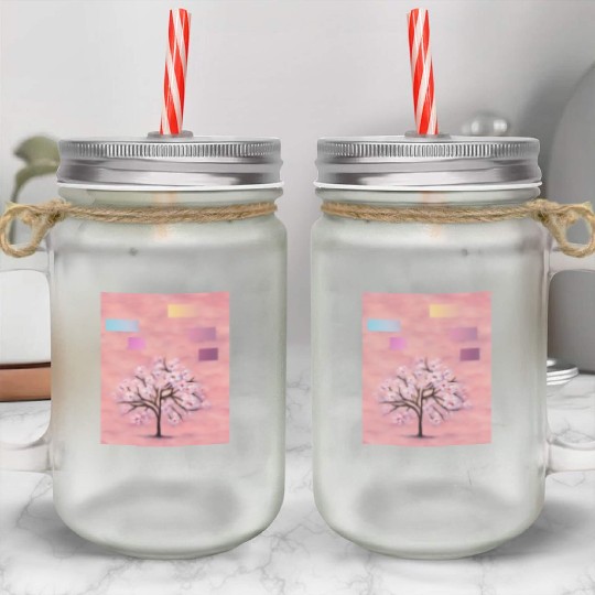 Cherry Blossom Tree, Nature,Green Earth Series Mason Jar Cups