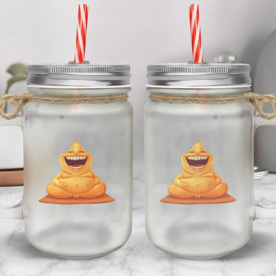 Joyful Yellow Creature Embracing Laughter Mason Jar Cups