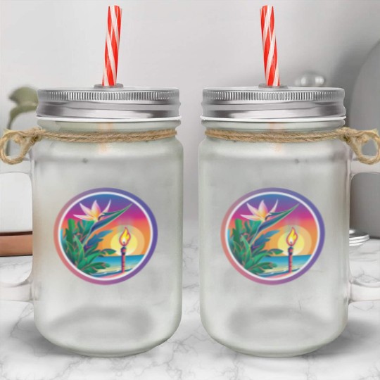 Paradise Flower and Torch Mason Jar Cups