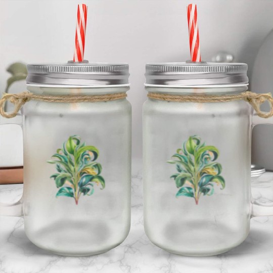 Watercolor Plant Hand Painted Mason Jar Cups
