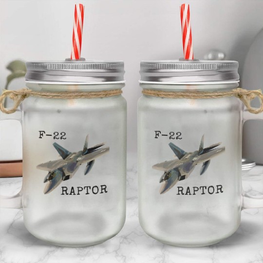 Air Force F-22 Raptor Fighter Jet Military Pilot Mason Jar Cups