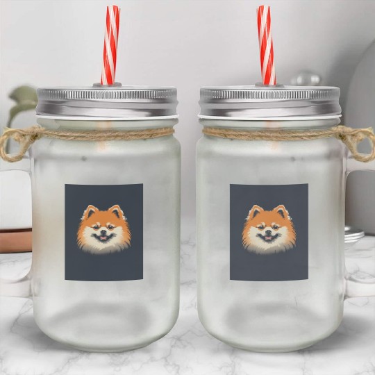 Pomeranian Dog 1 - Japanese Old Vintage Mason Jar Cups
