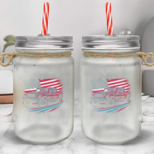 Jeep Gladiator JT US Flag Mason Jar Cups