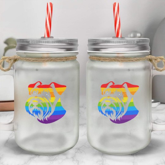 Miniature Schnauzer Rainbow LGBT Gay Pride Lesbian Mason Jar Cups
