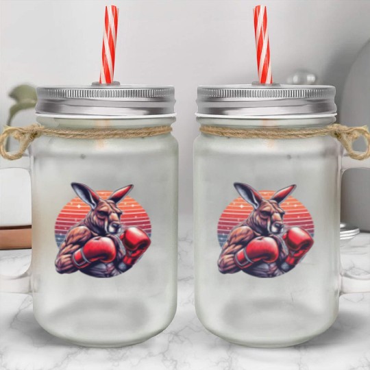 Funny Kickboxing Or Boxing Humor Sport Kangaroo Mason Jar Cups