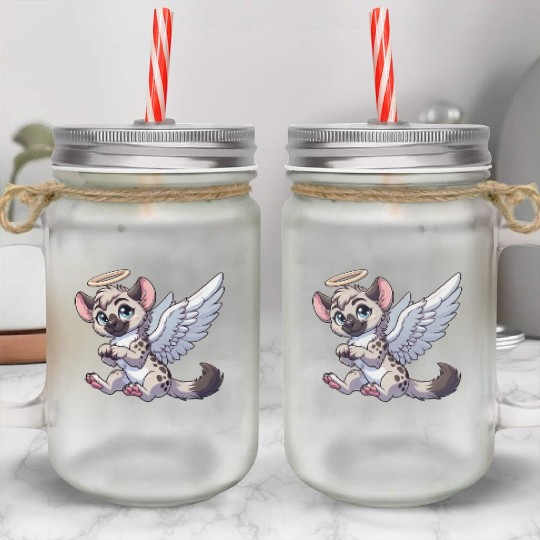 Hyena angel wings halo Mason Jar Cups