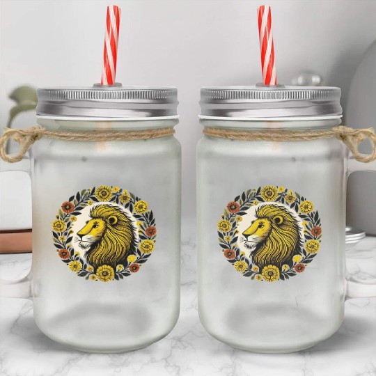 Marigold Leo Lion Mason Jar Cups