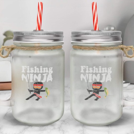 Fishing Ninja Fish Lover Toddler Youth Mason Jar Cups