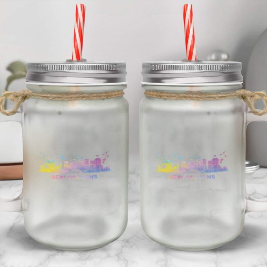 New Orleanian Skyline New Orleans Mason Jar Cups