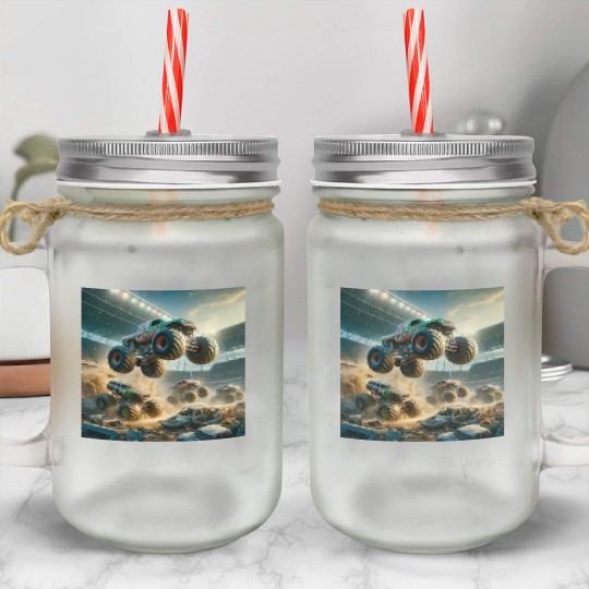 Monster Madness Monster Trucks Mason Jar Cups