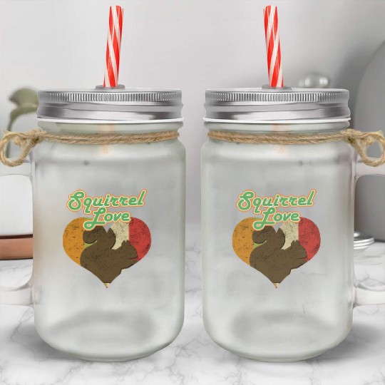 Squirrel Love Vintage Heart Chipmunks Animal Lover Mason Jar Cups