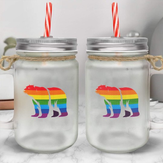 Polar Bear Rainbow LGBT Gay Pride Lesbian LGBT Mason Jar Cups