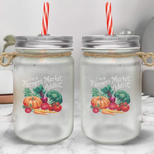 Farmers Market Farmer Agriculture Farming Food Mason Jar Cups