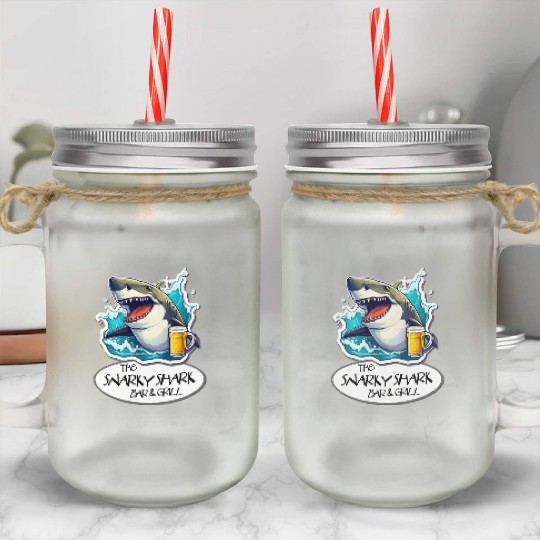 The Snarky Shark Bar & Grill Mason Jar Cups
