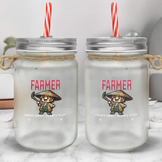Joyful Farmer Charm Mason Jar Cups