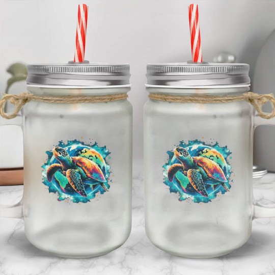 Earth Day Restore Sea Turtle Mason Jar Cups