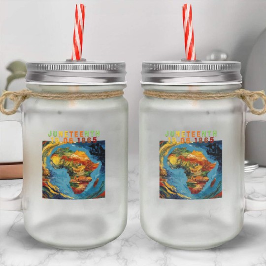 Juneteenth 1865 Africa Map Mason Jar Cups