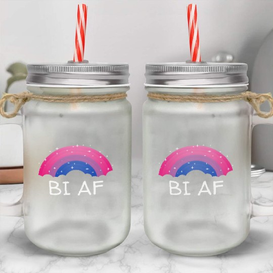 Bi AF Bisexual LGBTQ Bi Pride LGBT Funny Pride Mon Mason Jar Cups