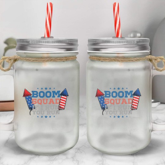 BOOM SQUAD Fireworks Director 4th of July Mason Jar Cups
