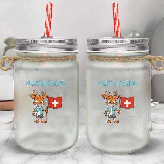 Switzerland Deer / Swiss Fans Mason Jar Cups