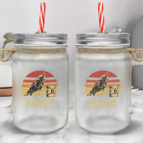 Retro Barrel Racing Gifts Mason Jar Cups