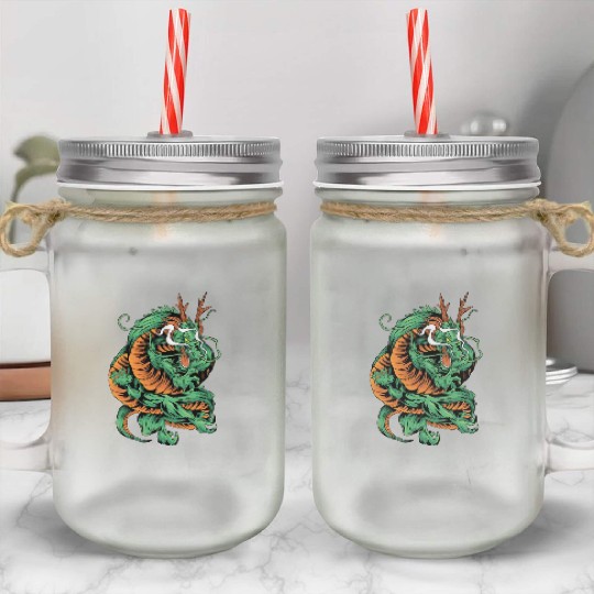 Angry Japanese Dragon Tattoo Mason Jar Cups