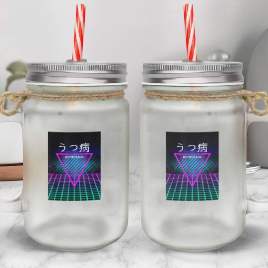 aesthetic vaporwave clothes depressed Mason Jar Cups