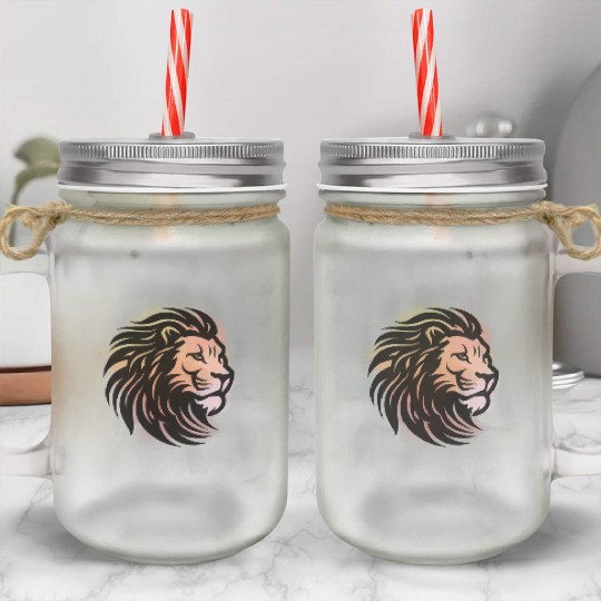 Lion Head Mason Jar Cups