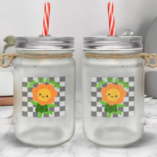 Time to Bloom: Floral Print Design Mason Jar Cups