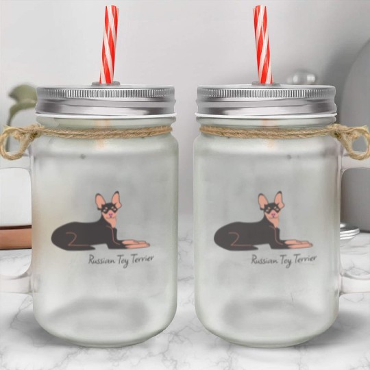 Russian Toy Terrier Mason Jar Cups