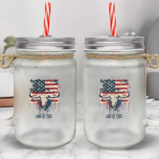 Land of the free because of the brave , 4 July Mason Jar Cups