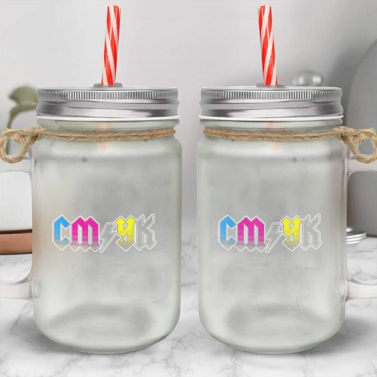 CMYK Rock Band Graphic Designer Mason Jar Cups