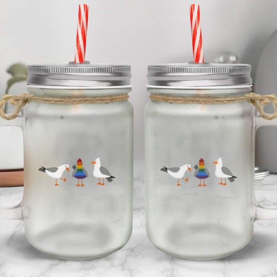 Seagull LGBT Gay Lesbian Rainbow Flagge Mason Jar Cups