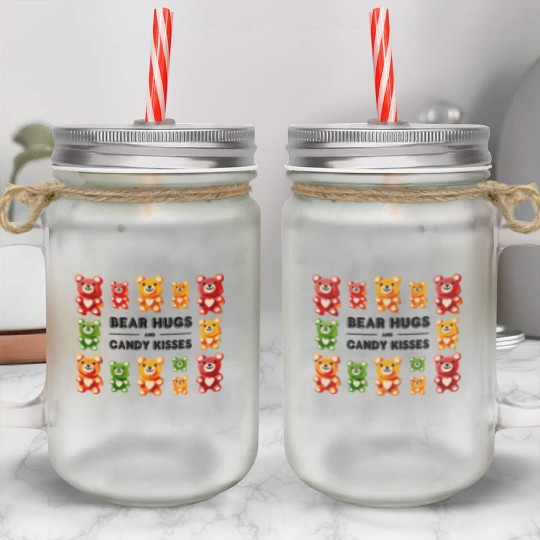 Bear Hugs and Candy Kisses Gummy Bears Mason Jar Cups