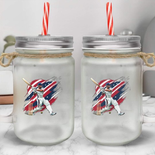 US CRICKET LOVE Mason Jar Cups