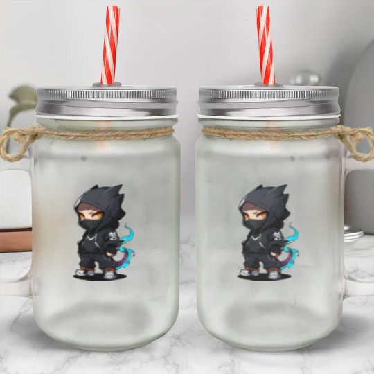 Chibi Dragon Ninja Character Mason Jar Cups