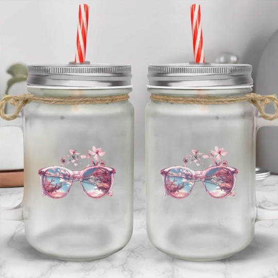 Blossom Reflection Mason Jar Cups