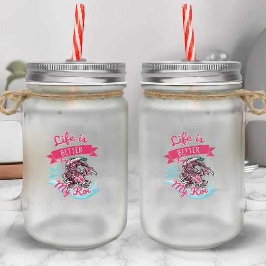 Koi fish swim gracefully Mason Jar Cups