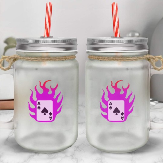 Flaming Card - X-men Mason Jar Cups