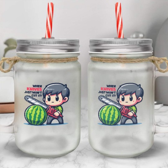 Cutting Watermelon - Melon Chainsaw Mason Jar Cups
