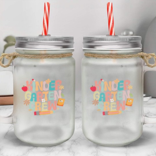 Kindergarten School Flowers Teacher Premium Mason Jar Cups