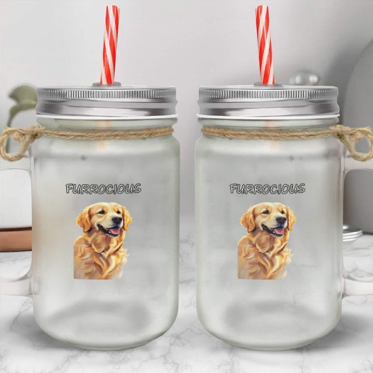 Furrocious Golden Retriever Mason Jar Cups
