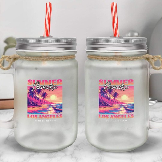 Summer Paradise Los Angeles Venice Beach Mason Jar Cups