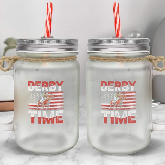 Derby Time Louisville Kentucky Horse Racing Mason Jar Cups
