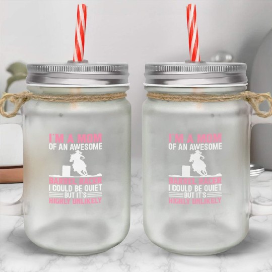 Mom Of Awesome Barrel Racer Barrel Racing Rodeo Ho Mason Jar Cups
