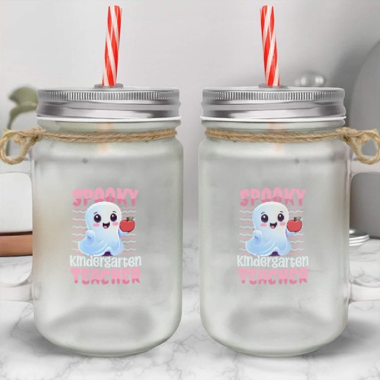 Kindergarten Teacher Spooky Kindergarten Teacher Mason Jar Cups