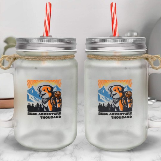 Unisex camping vintage travel dog Mason Jar Cups